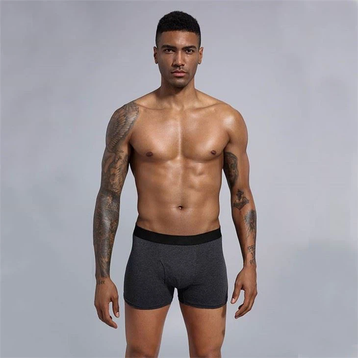 Cotton solid dyeing mens boxers sale manufacturer black mens underwear sexy model
